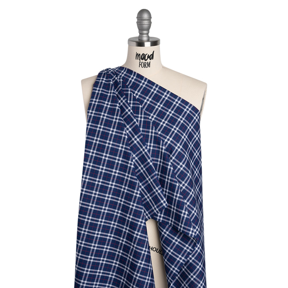 Cotton Shirting - Blue, White and Red Plaid - Deadstock - Joann Fabrics