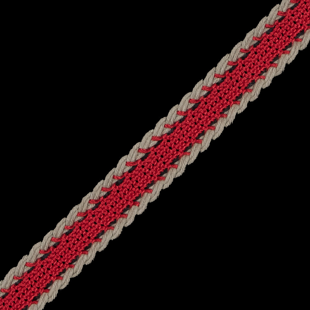 Red and Beige European Crochet Trim - 0.5