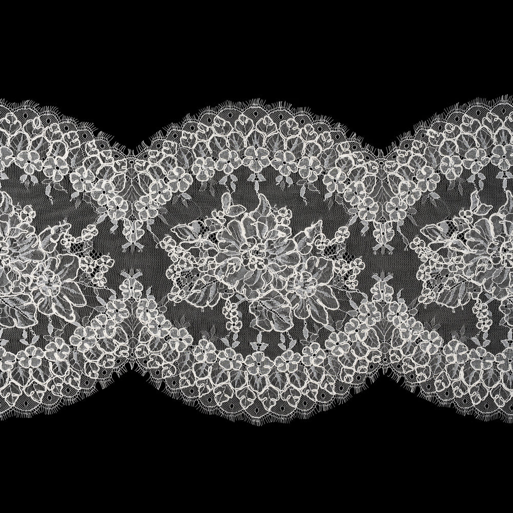 Corded Chantilly Lace with Scalloped Eyelash Edges - 12
