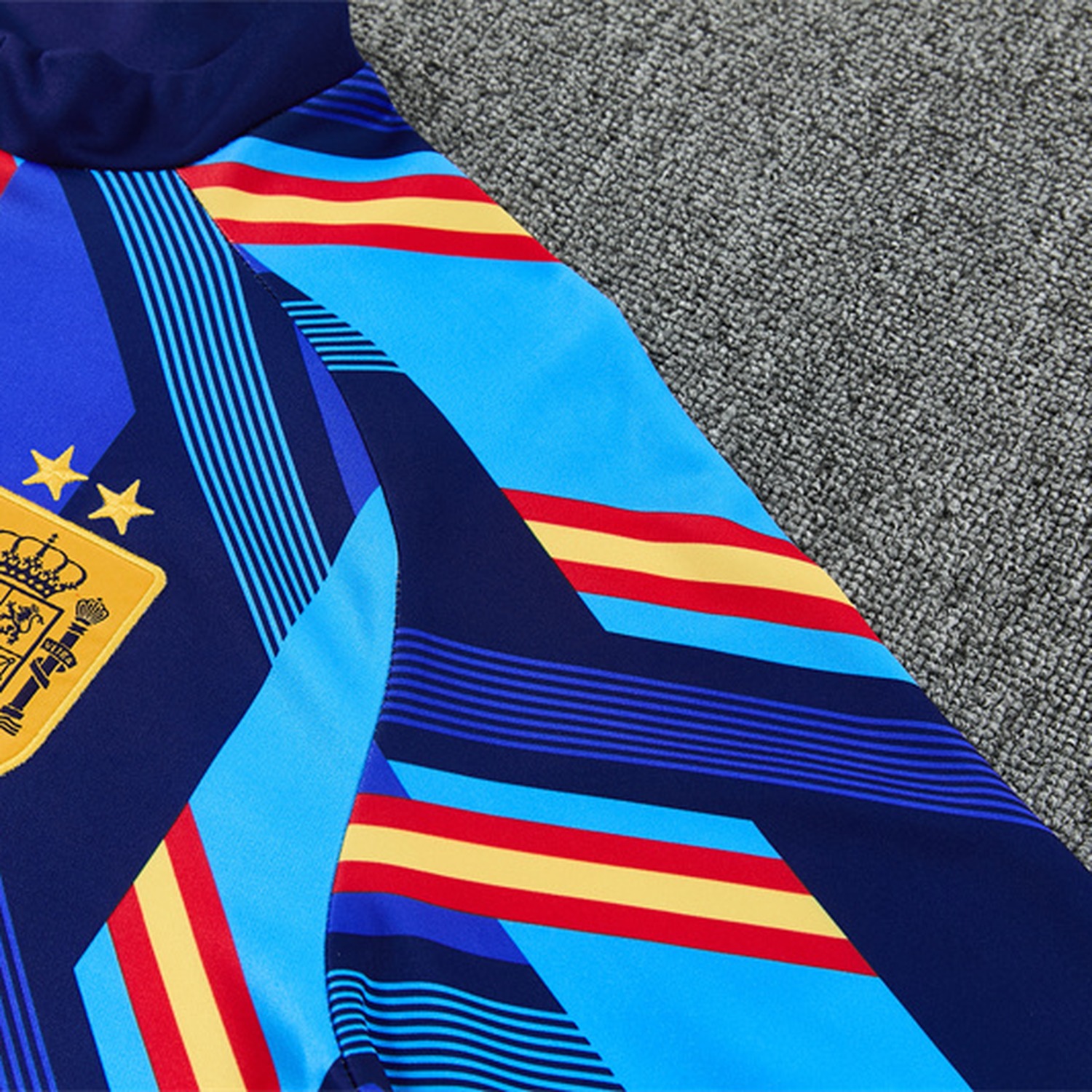 Spain 2026 Two Stars Camouflage Long Sleeve Training Set - Blue Top & Deep Blue Pants - UnitedFutballJersey