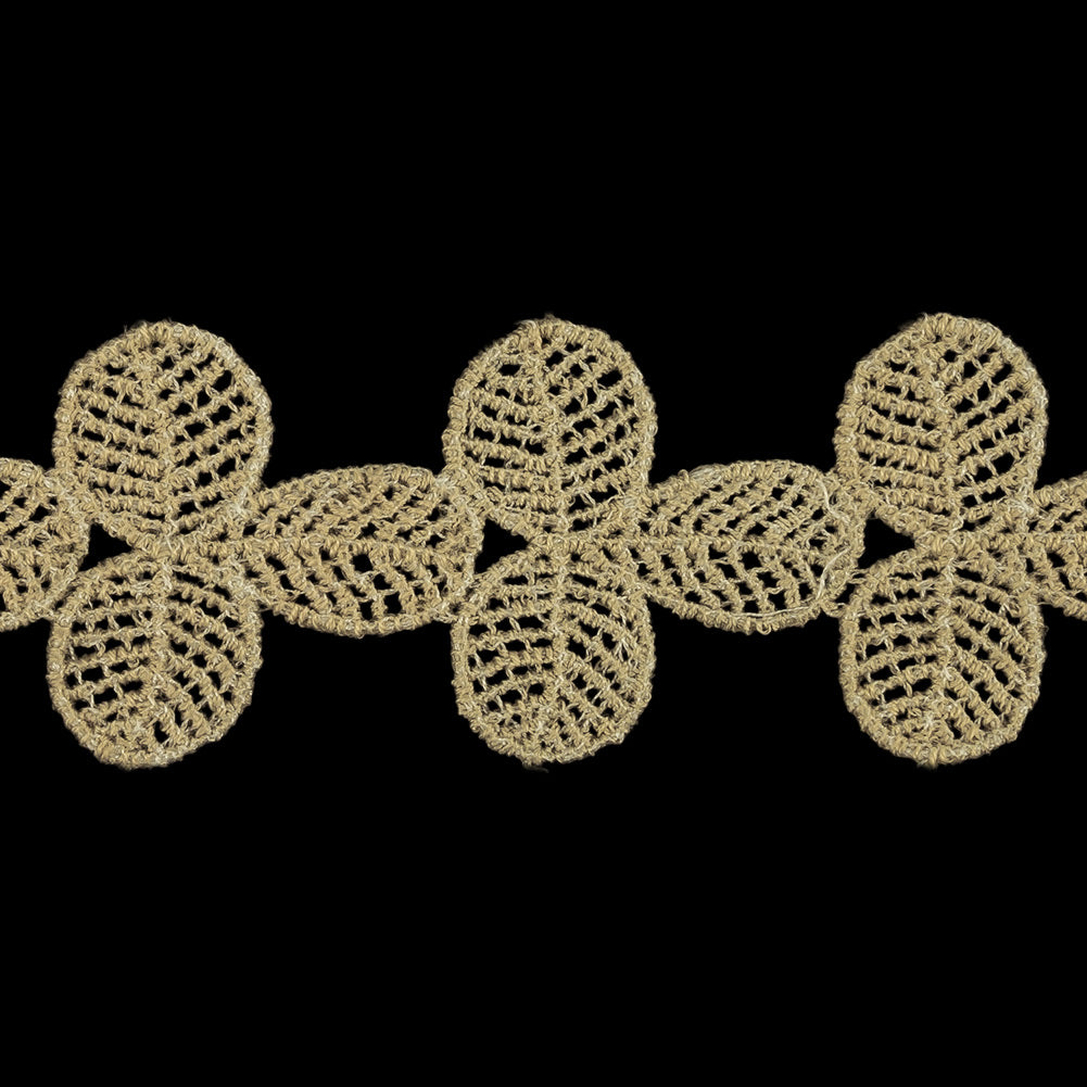 Greige Leafy Cotton Blend Venise Lace Trim - 1.375