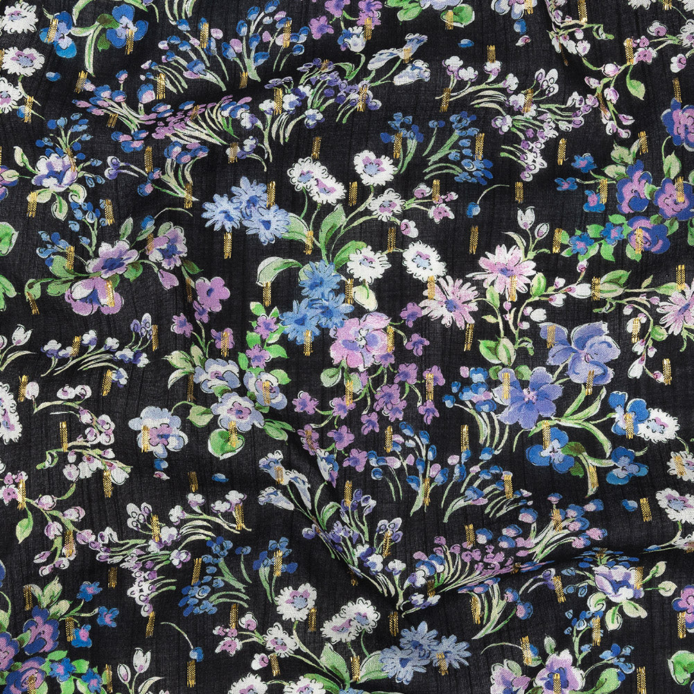 Cotton Voile Print with Metallic Dots - Black Floral - Mood Exclusive Celestial Serendipity - Joann Fabrics