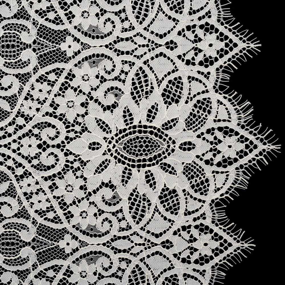 Corded Lace Panel with Finished Eyelash Fringe Edges - Ivory Floral Flows - Joann Fabrics