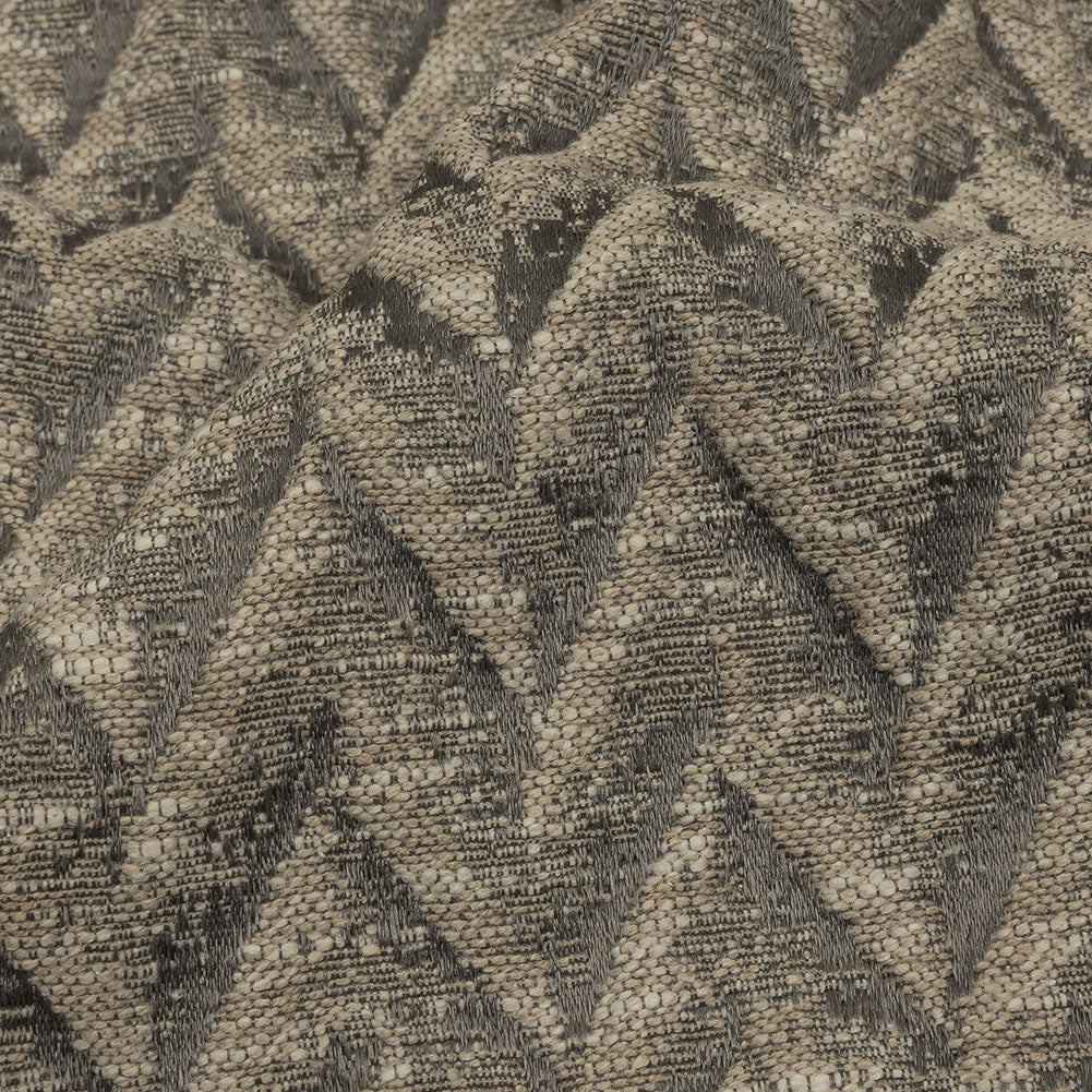 Cotton and Recycled Polyester Drapery Jacquard - Mole Distressed Zig Zags - British Imported - Joann Fabrics