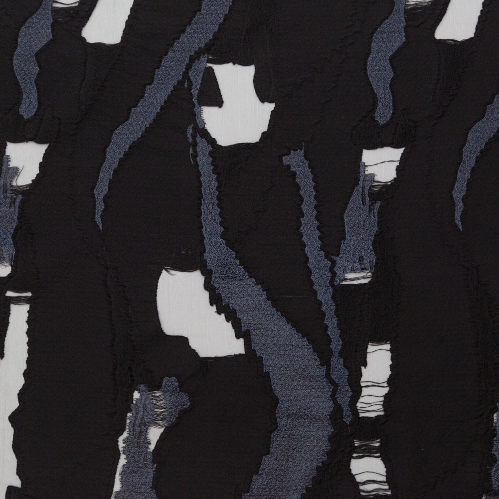 Metallic Navy and Black Luxury Crinkled Organza Burnout Brocade - Joann Fabrics