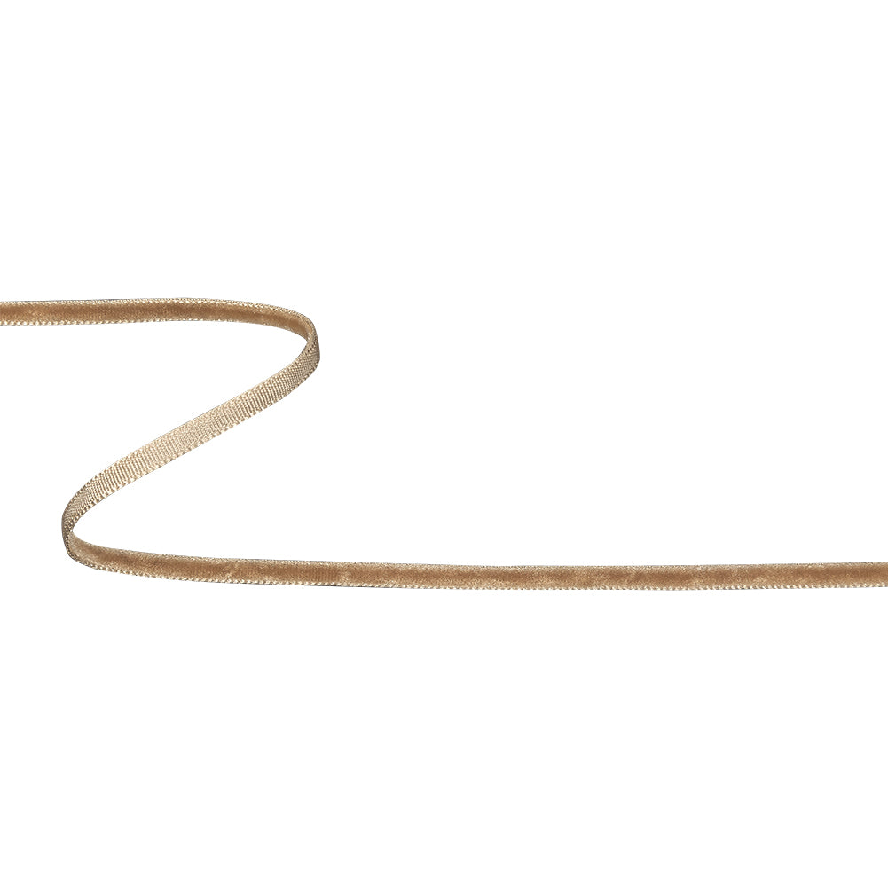 Mellow Buff Single Face Velvet Ribbon - 0.125