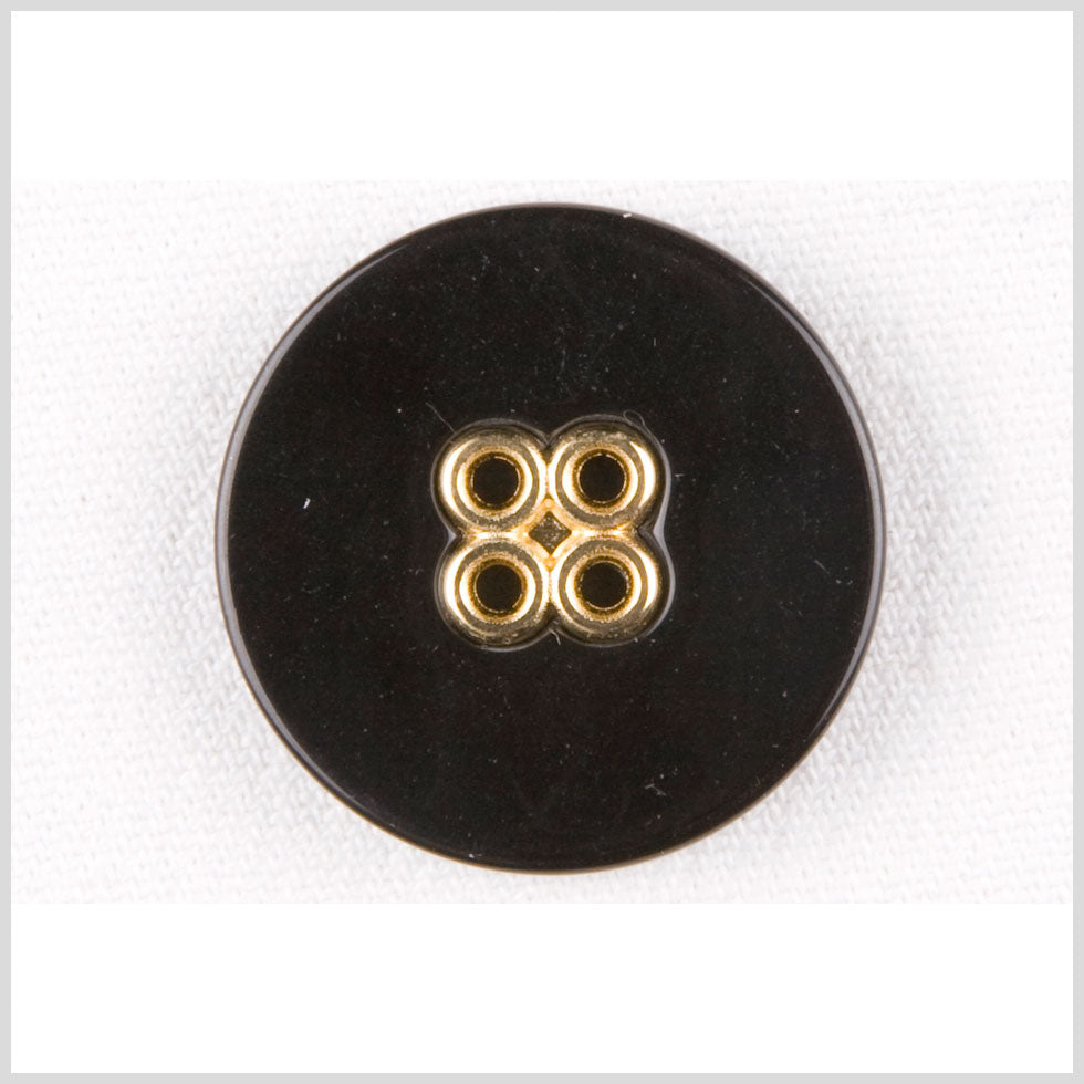Plastic 4-Hole Button - 36L/23mm - Black with Gold Metal Holes - Joann Fabrics