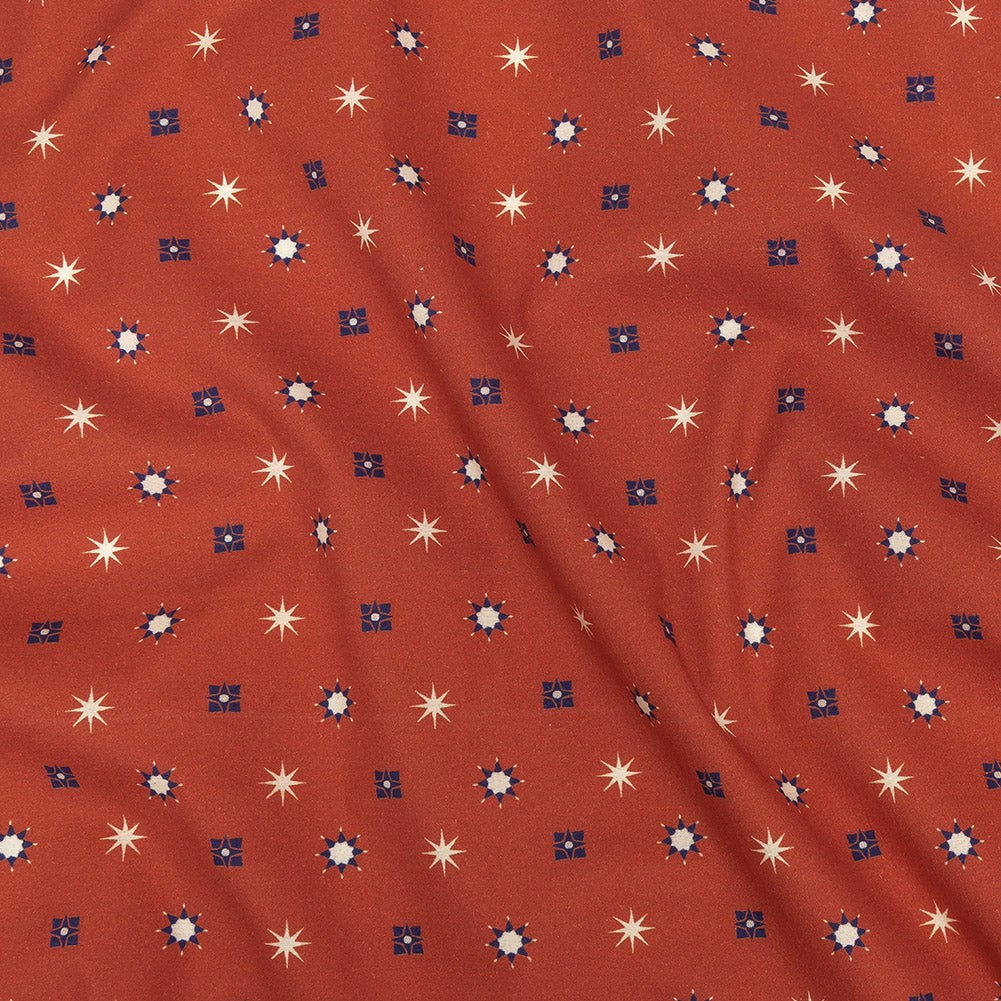 Mood Exclusive Orange Stars n’ Squares Stretch Cotton Poplin - Joann Fabrics