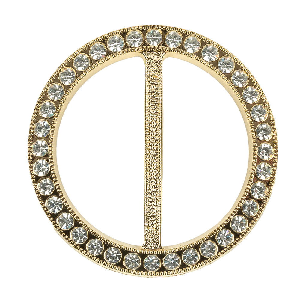 Vintage Crystal Rhinestones and Gold Circular Plastic Slider - 2.625