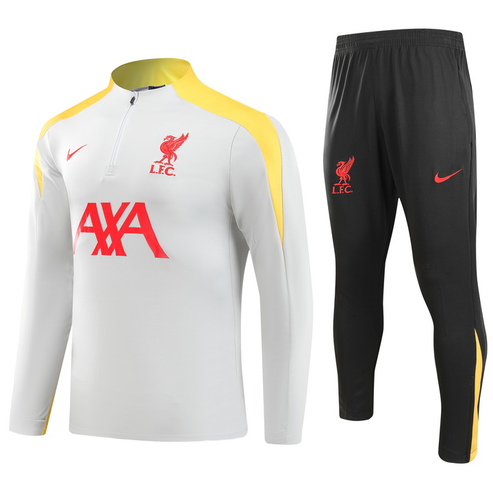 2024-2025 Liverpool Half-Pull Training Suit Grey Jersey 1:1 Thai Quality Set