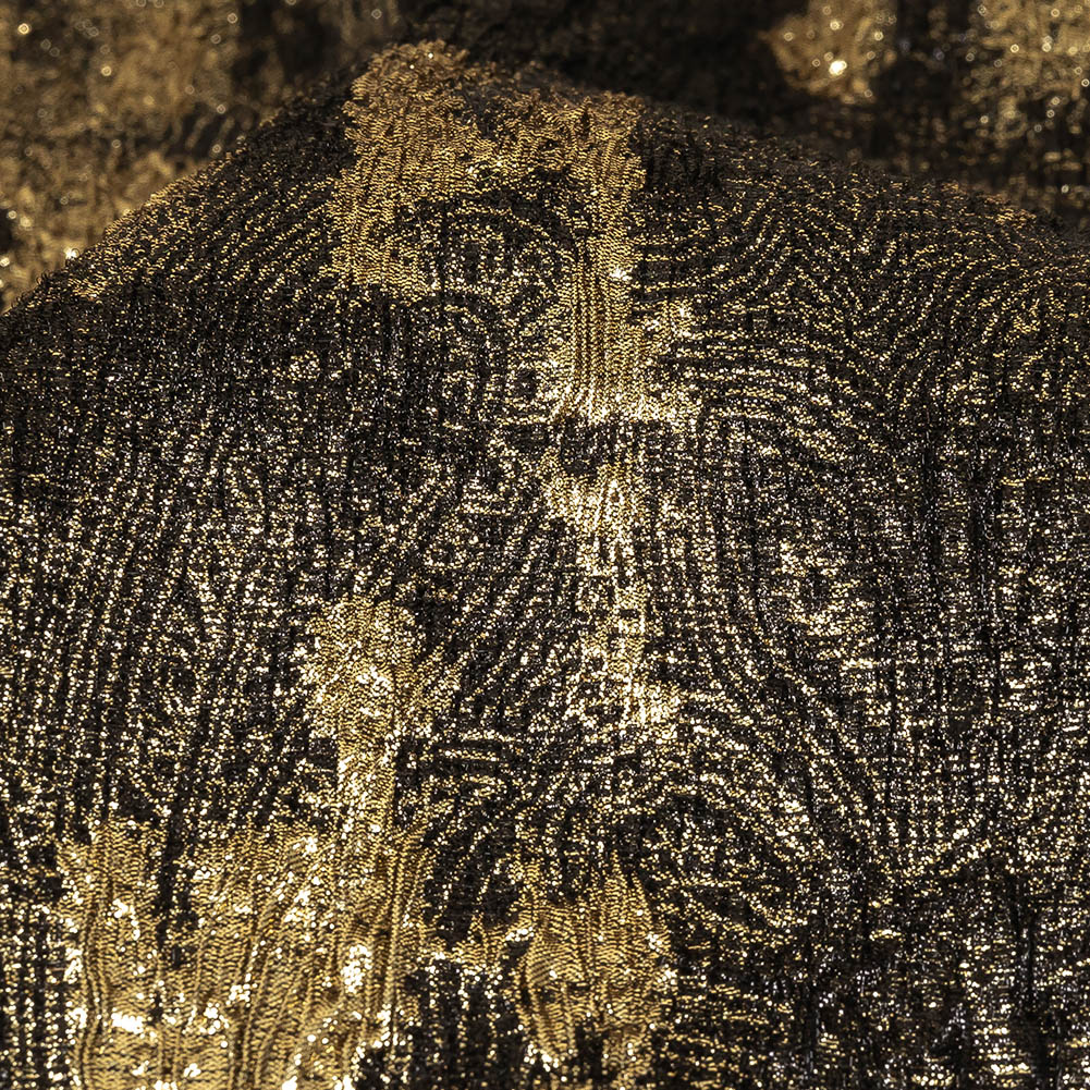 Metallic Gold and Black Abstract Luxury Plisse Brocade - Joann Fabrics