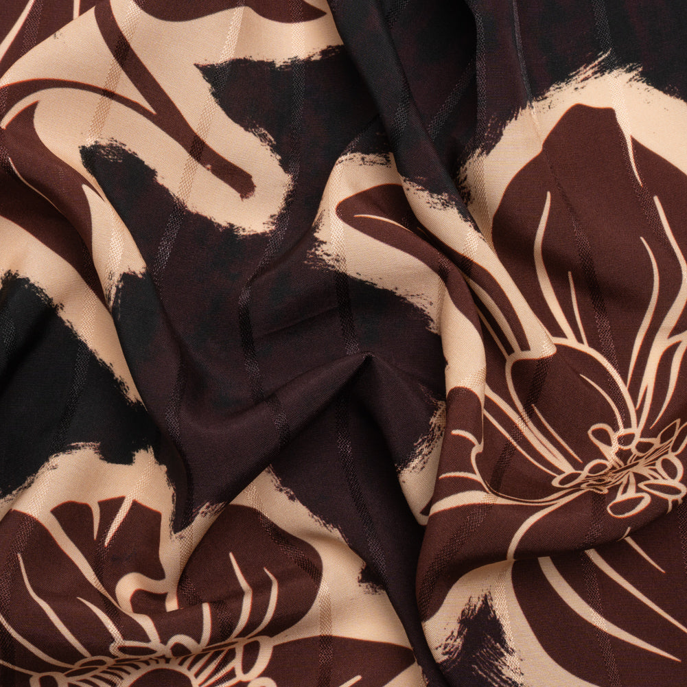 Striped Viscose Jacquard Print - Burgundy Floral - Mood Exclusive Simple Luxuries - Joann Fabrics