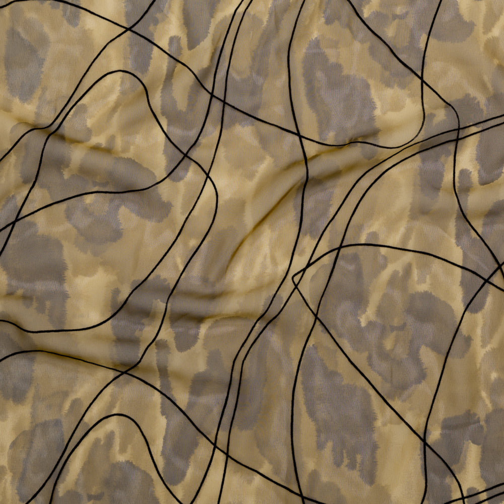 Warm Brown and Black Abstract Flocked Polyester Chiffon - Joann Fabrics