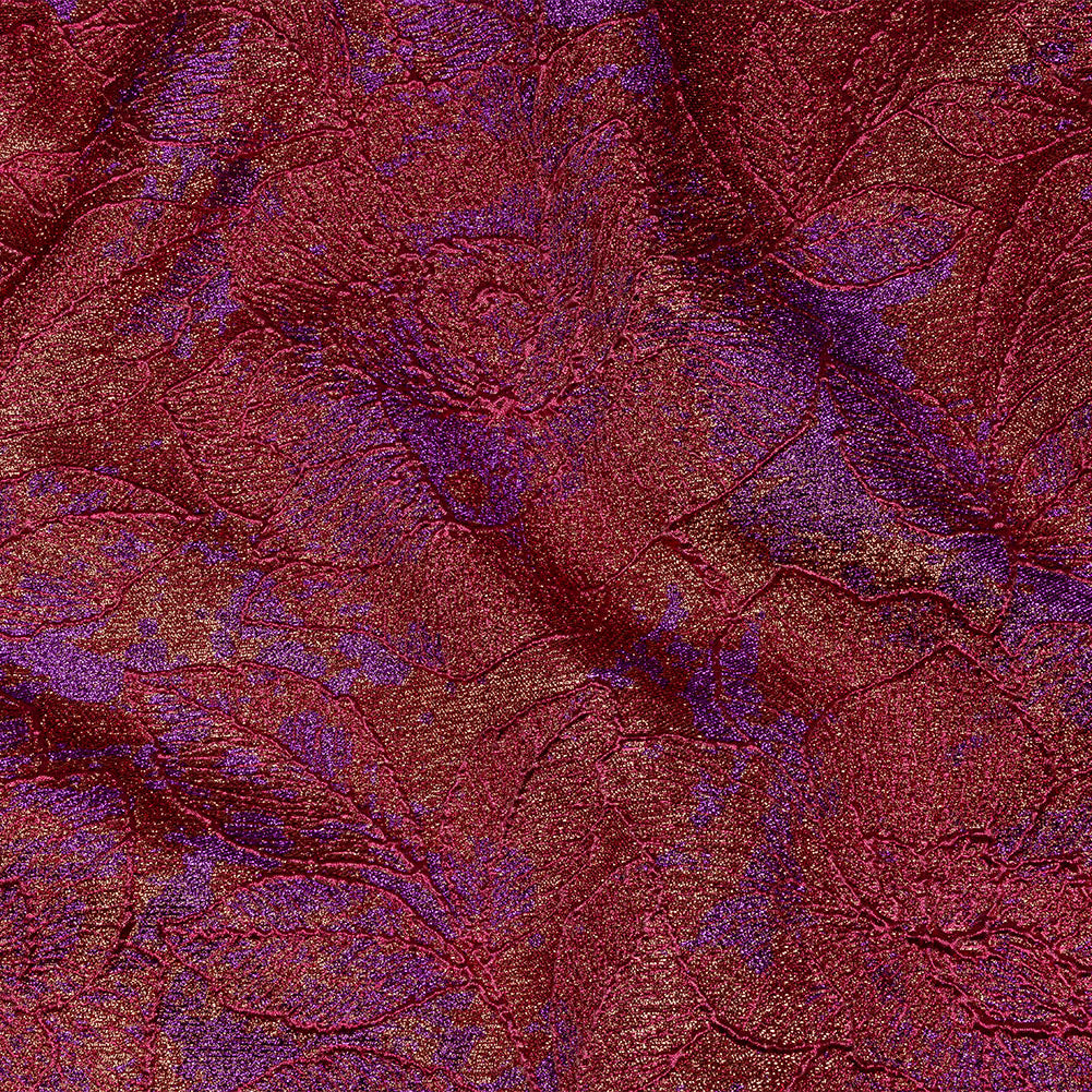 Metallic Purple, Magenta and Gold Rose Garden Linework Luxury Brocade - Joann Fabrics