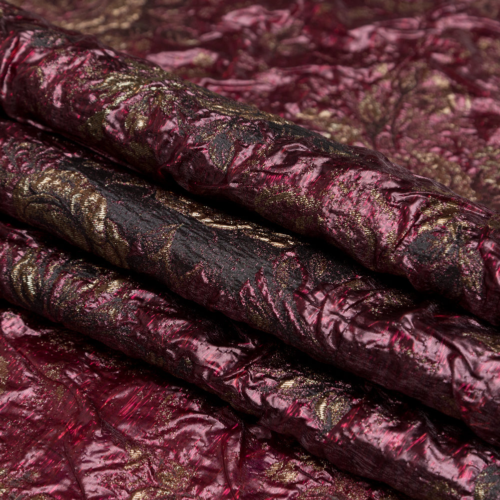 Metallic Raspberry Radiance and Bright Gold Floral Luxury Double Layer Organza Brocade - Joann Fabrics