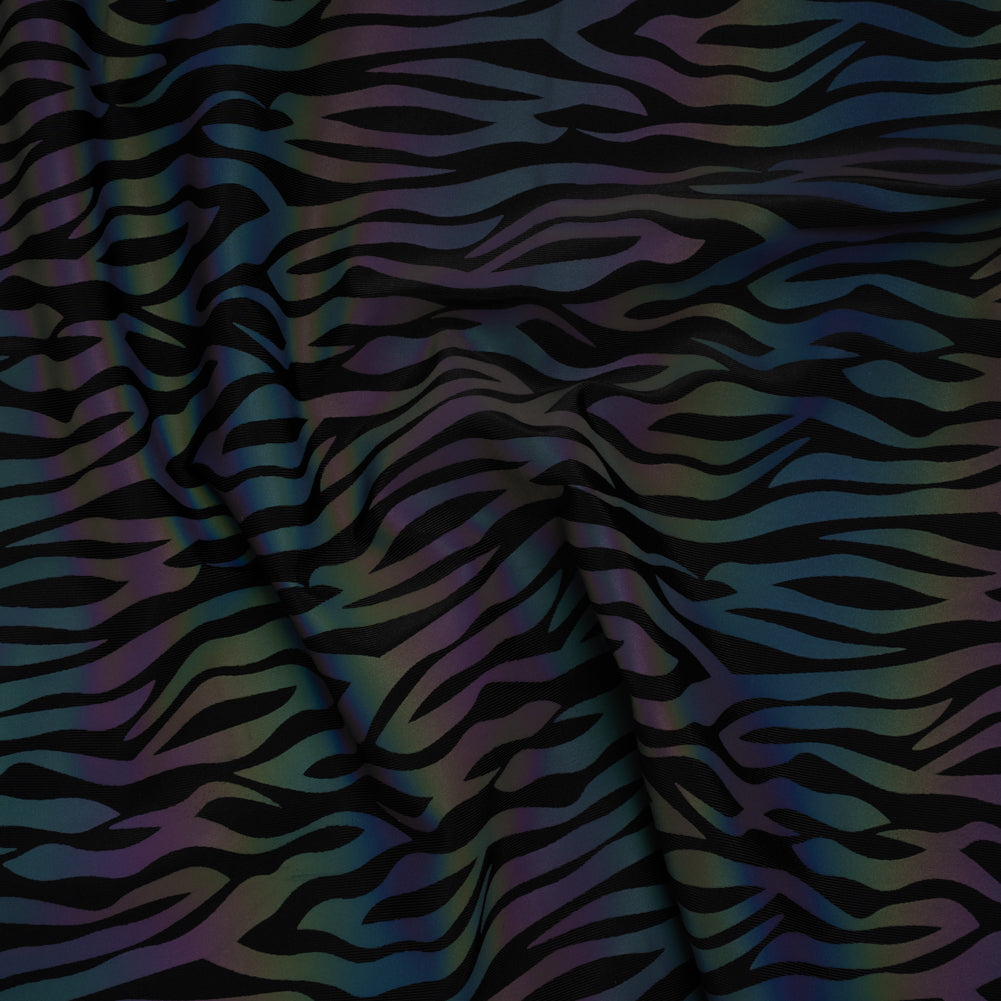 Reflective Print Spandex Knit with 4-Way Stretch - Rainbow and Black Zebra Stripe - Joann Fabrics