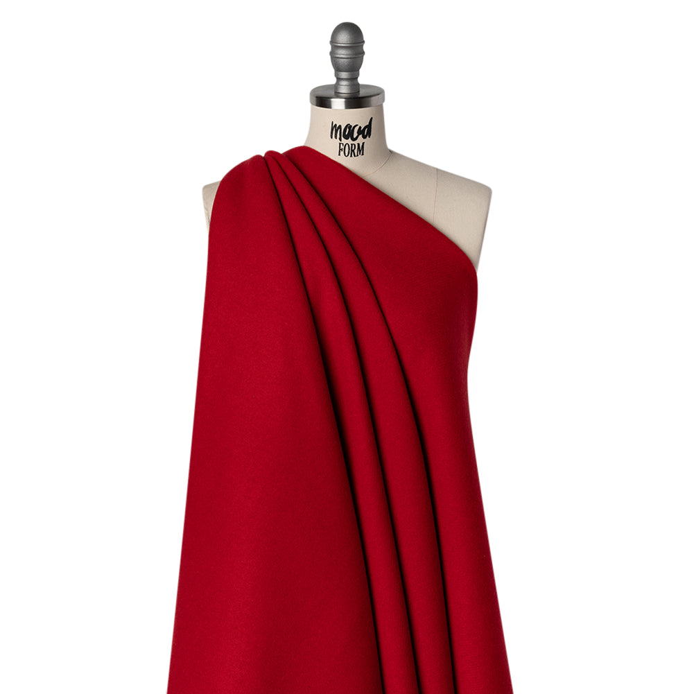Recycled Brushed Wool Blend Twill Coating - Ruby Red - Made in Italy - Maeve Collection - Joann Fabrics