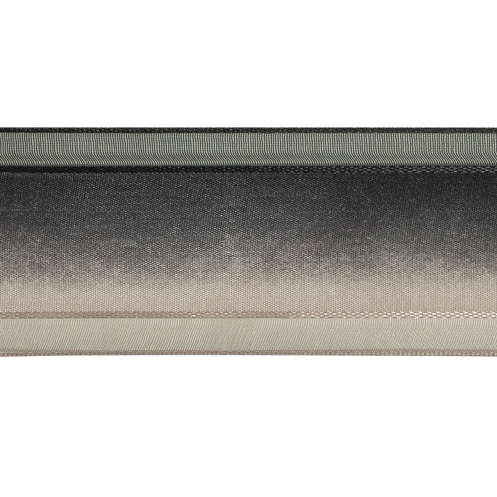 Black and Odyssey Gray Ombre Woven Ribbon with Sheer Organza Borders - 1.5