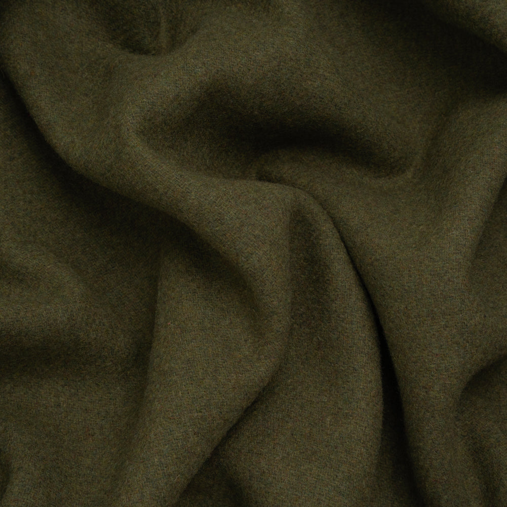 Recycled Brushed Wool Blend Twill Coating - Army Green - Made in Italy - Maeve Collection - Joann Fabrics