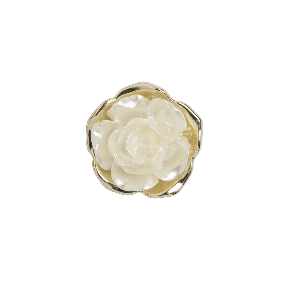 Metal 3D Shank Back Button - 27L/17mm - Pearlescent Ivory and Gold Rose - Joann Fabrics