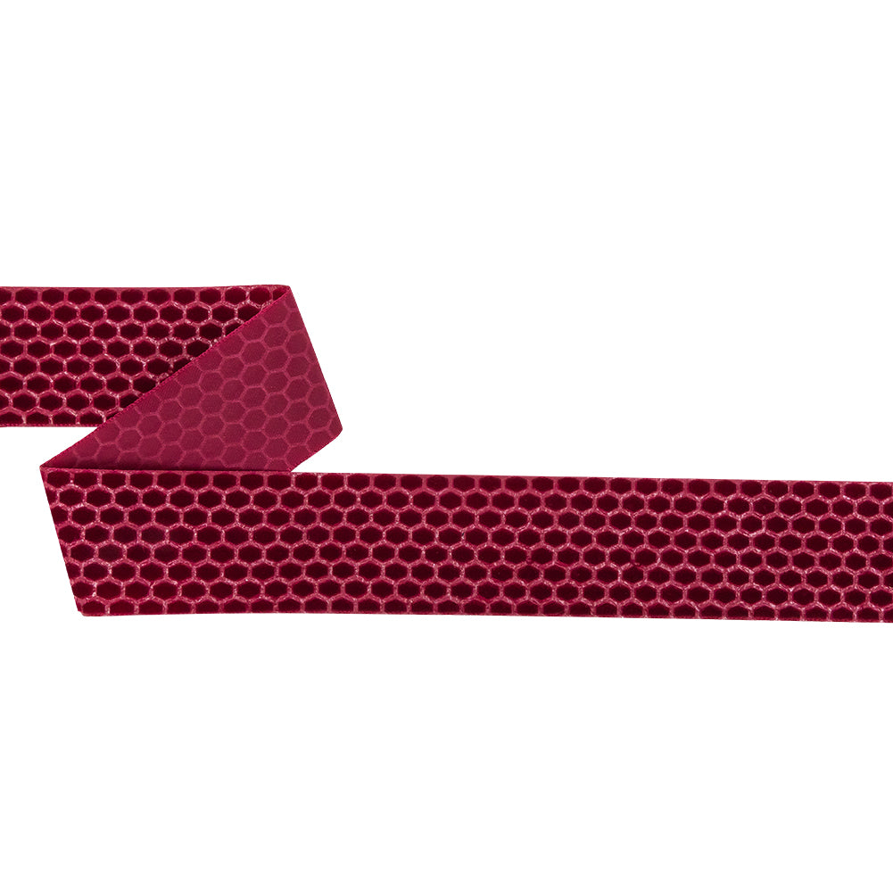 Italian Red Honeycomb Velvet Burnout Trim - 1.4375