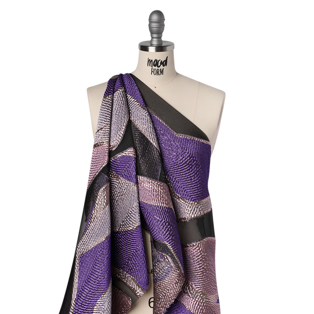 Metallic Rayon and Polyester Burnout Brocade - Orchid, Purple and Rose Gold Soft Geometric Abstract - Joann Fabrics