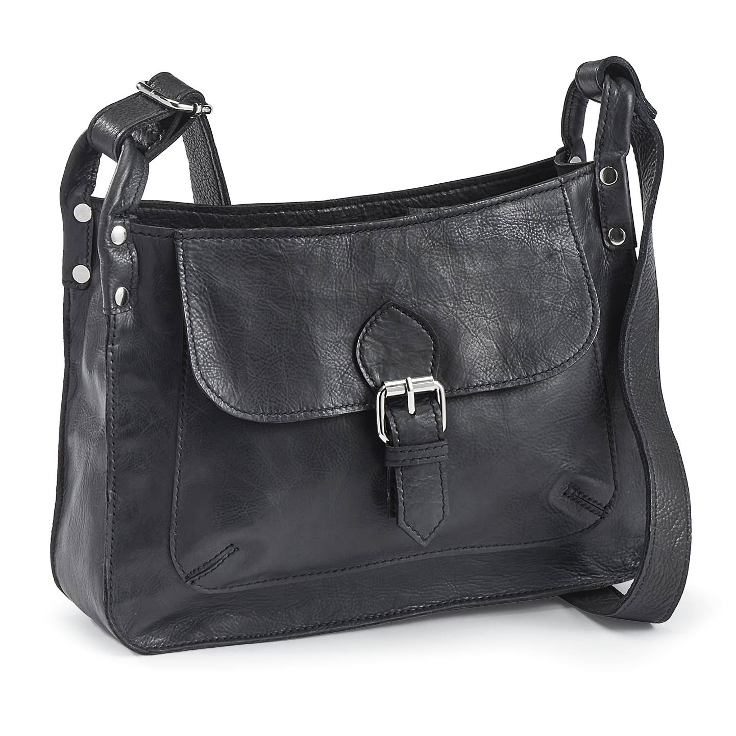 Zip-Top Leather Crossbody Bag, Back Pocket, Fully Lined, Inner Pockets - Northstyle Catalog