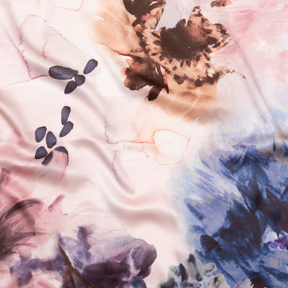 Mood Exclusive Italian Pale Pink Abstract Floral Silk Charmeuse - Joann Fabrics