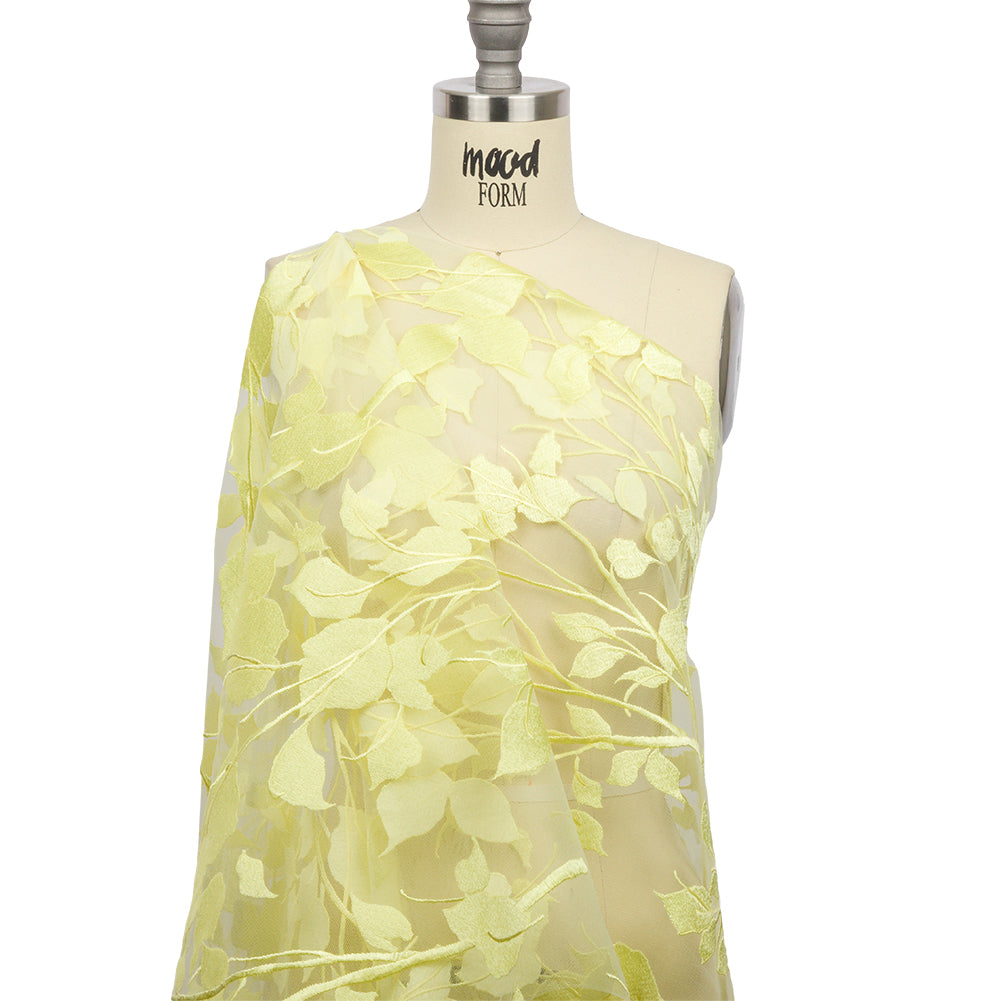 Embroidered Tulle Lace - Lemon Leafy Branches - Magnolia Collection - Joann Fabrics