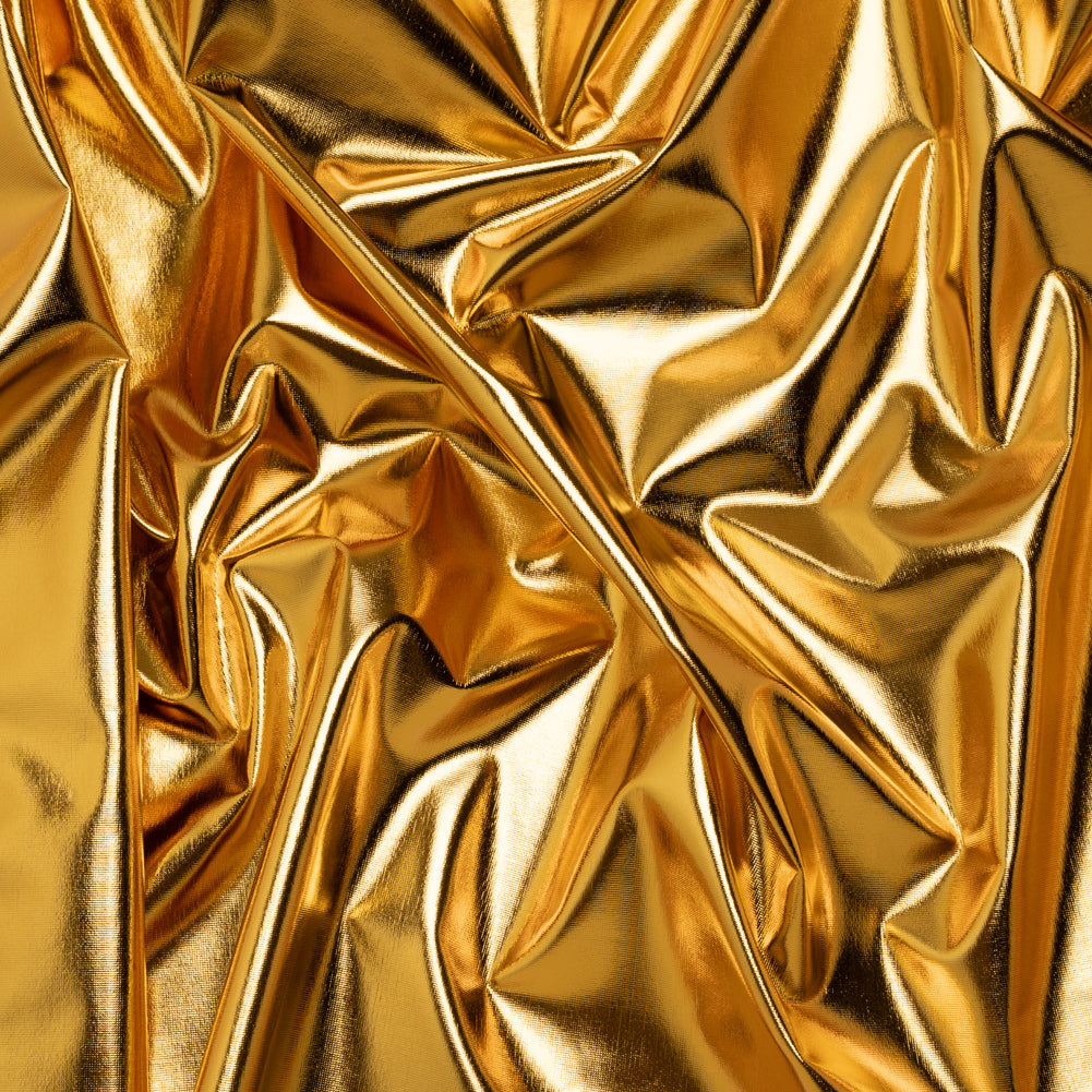 Foiled Faux Leather Stretch Knit - Gold with Yellow Backing - Alison Collection - Joann Fabrics