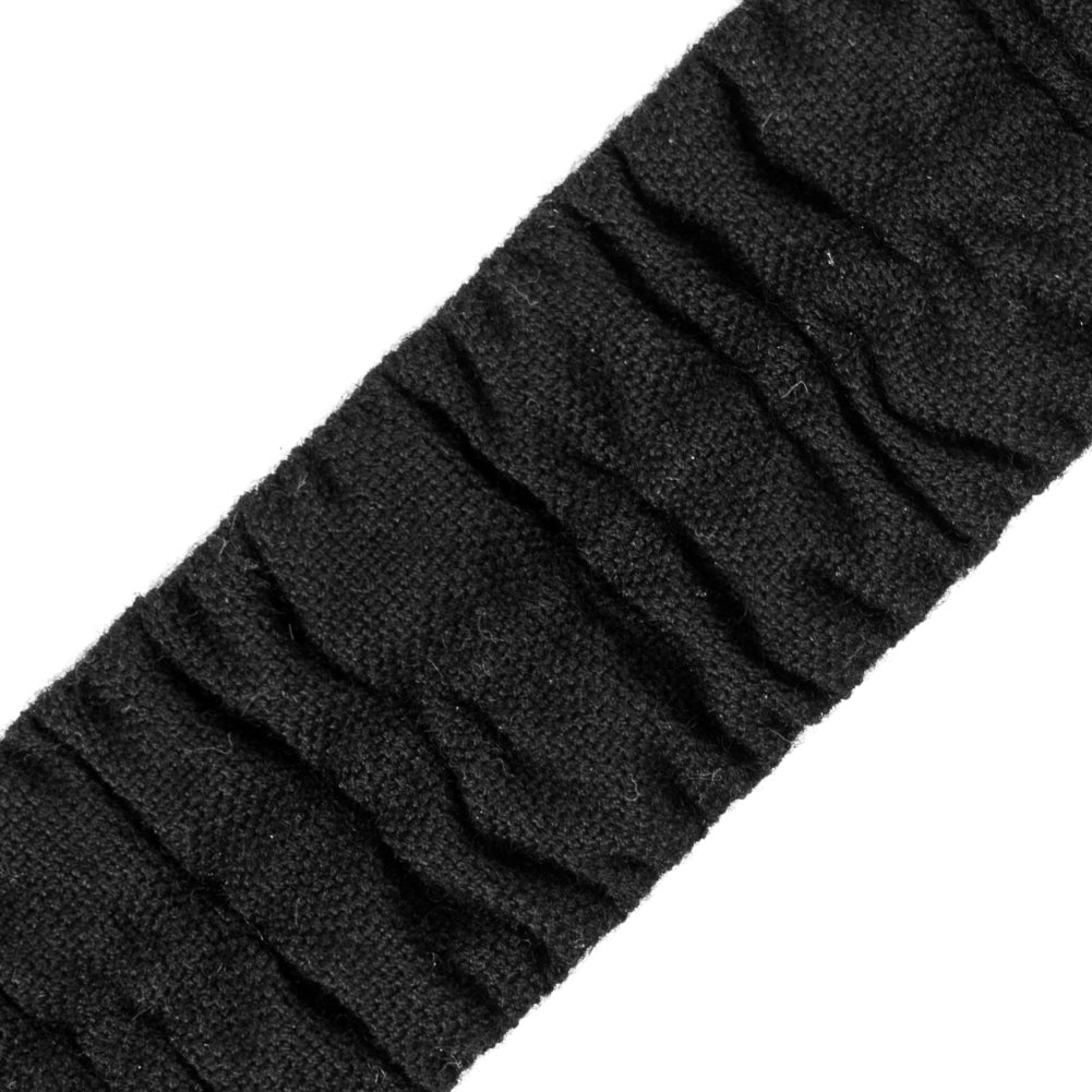 Italian Black Ruched Stretch Wool Trimming - 1.5