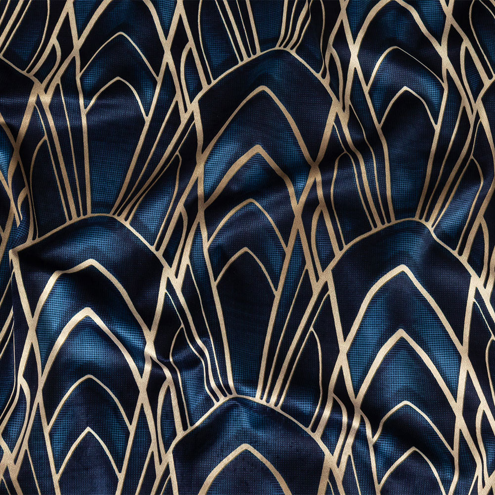 Printed Microvelvet - Sapphire Labyrinth of Arches - British Imported - Joann Fabrics