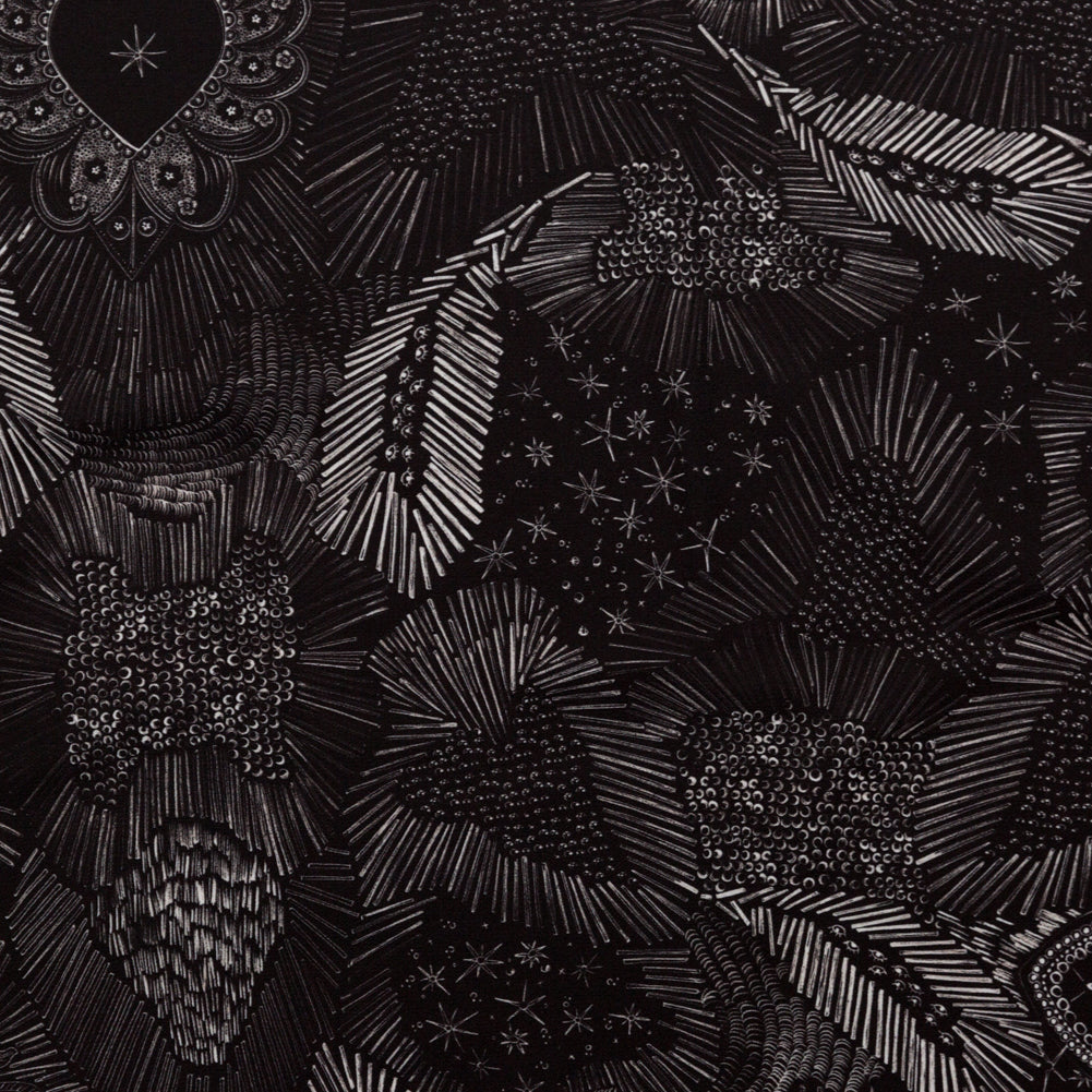 Stretch Polyester Crepe - Black Feathers - Miscellaneous Phenomena Print - Mood Exclusive Crow Collection - Joann Fabrics
