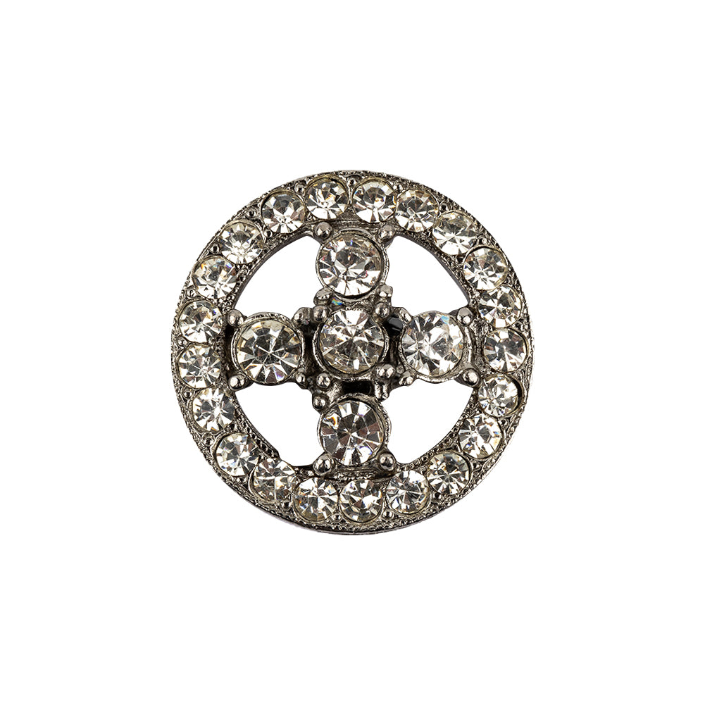 Italian Crystal Rhinestones and Silver Metal Shank Back Button - 34L/21.5mm - Joann Fabrics