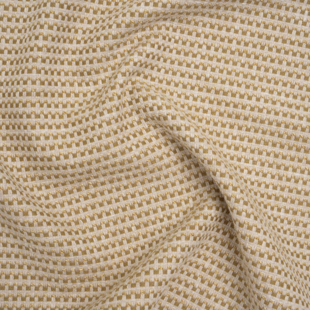 Recycled Polyester and Cotton Basketweave Dobby - Maize Little Squares - British Imported - Joann Fabrics