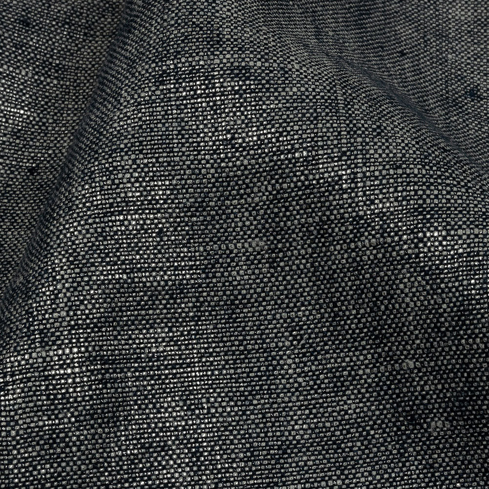Metallic Silver and True Navy Foiled Medium Weight Linen Woven - Joann Fabrics