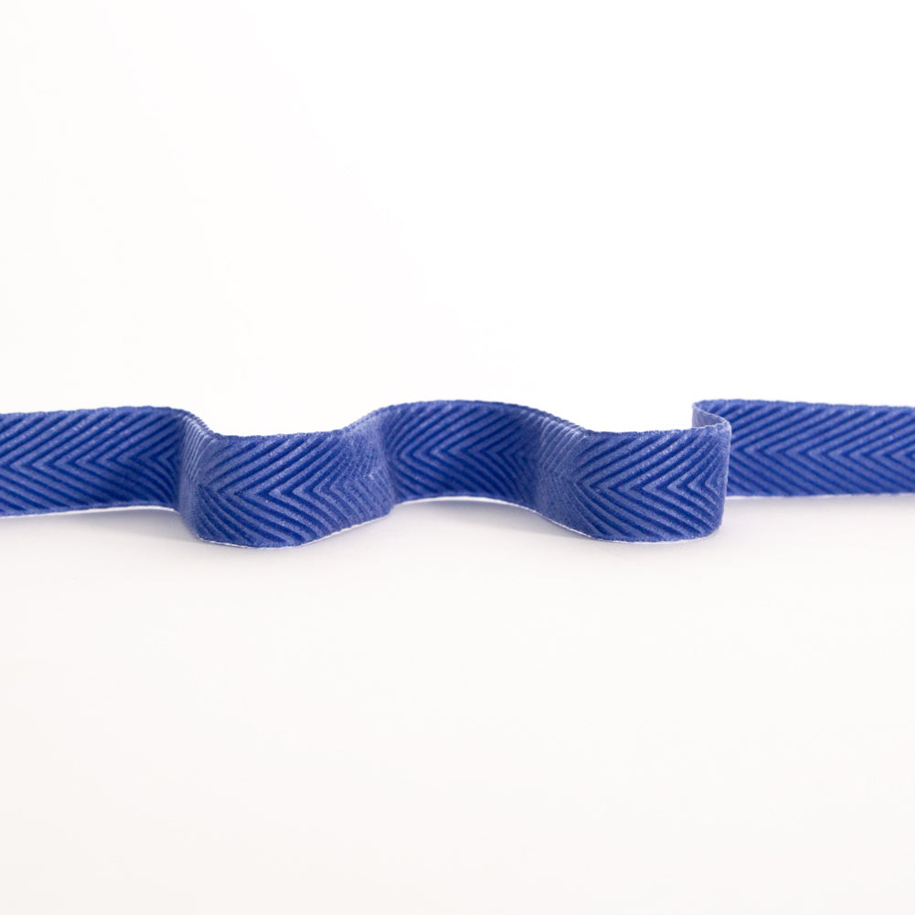 Italian Blue Chevron Velvet Ribbon - 0.875