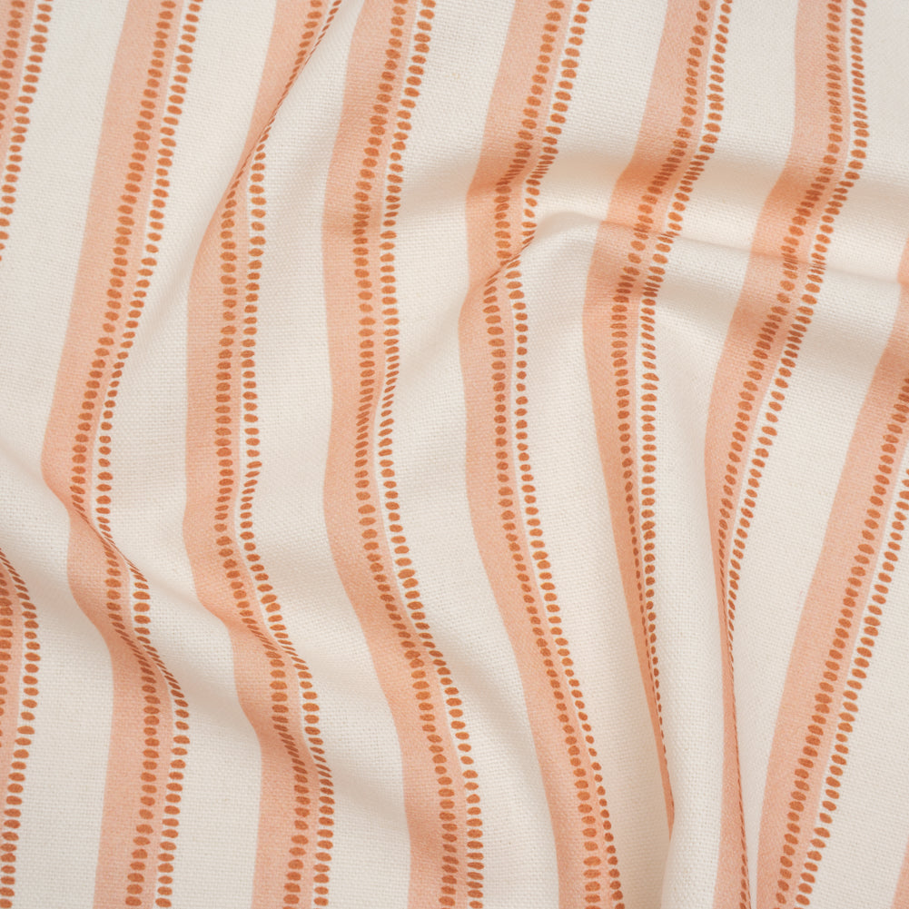 Cotton and Linen Canvas Print - Terracotta Stripes and Dots - British Imported - Joann Fabrics