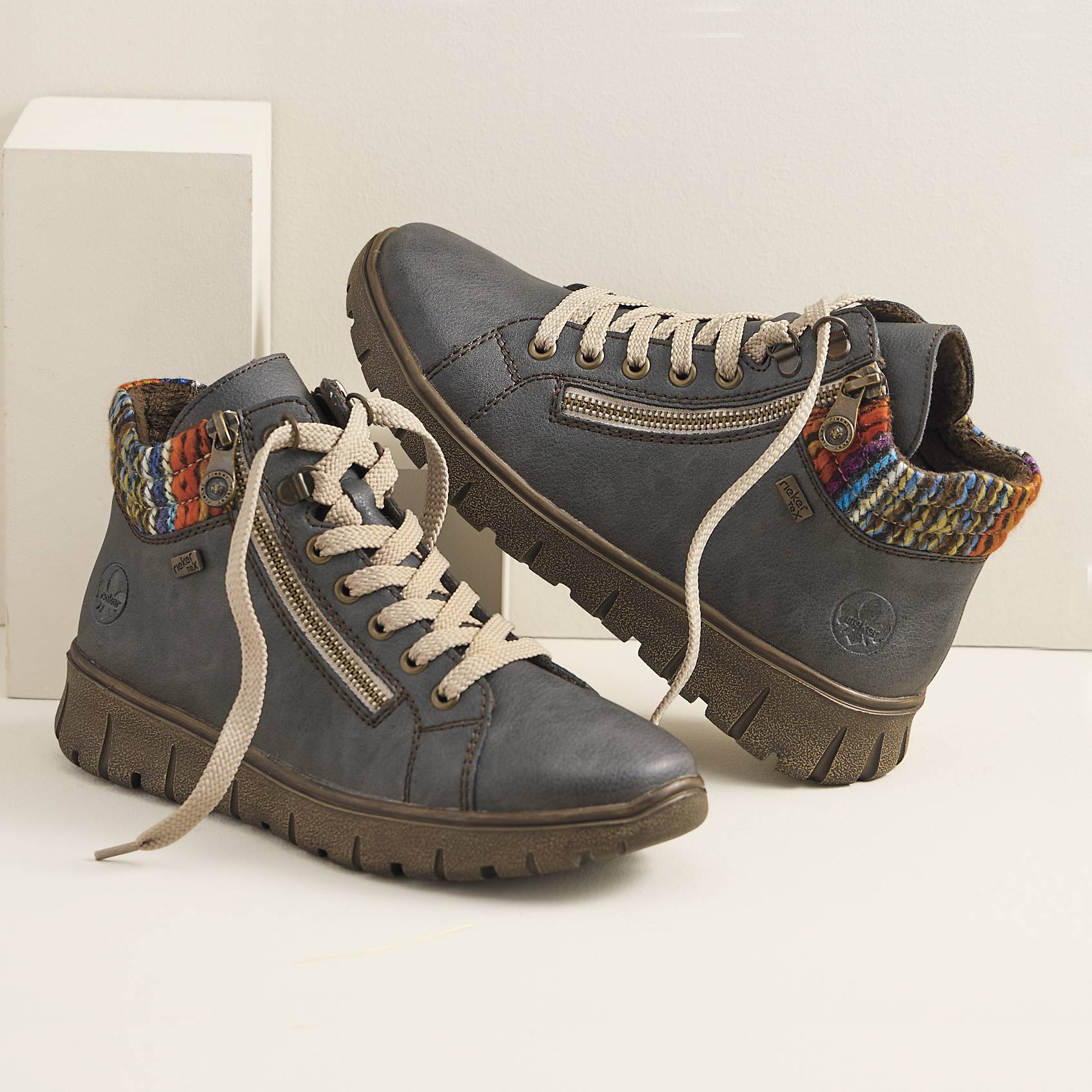 Rieker® Zip-Accent Weather-Resistant Leather Boots, Knit Cuffs - Northstyle Catalog