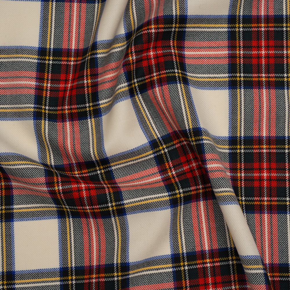 Virgin Wool Twill Made in Italy - White, Red and Blue Plaid - Joann Fabrics