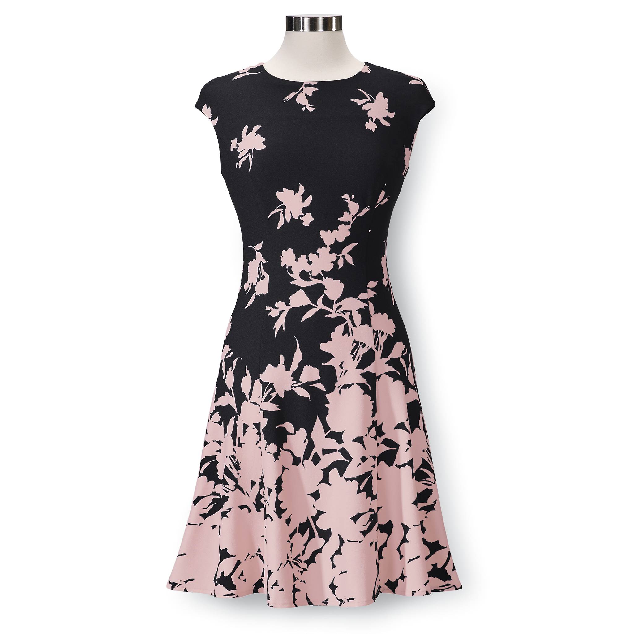 Cascading Floral Fit-and-Flare Dress, Universally Flattering, Back Zip - Northstyle Catalog