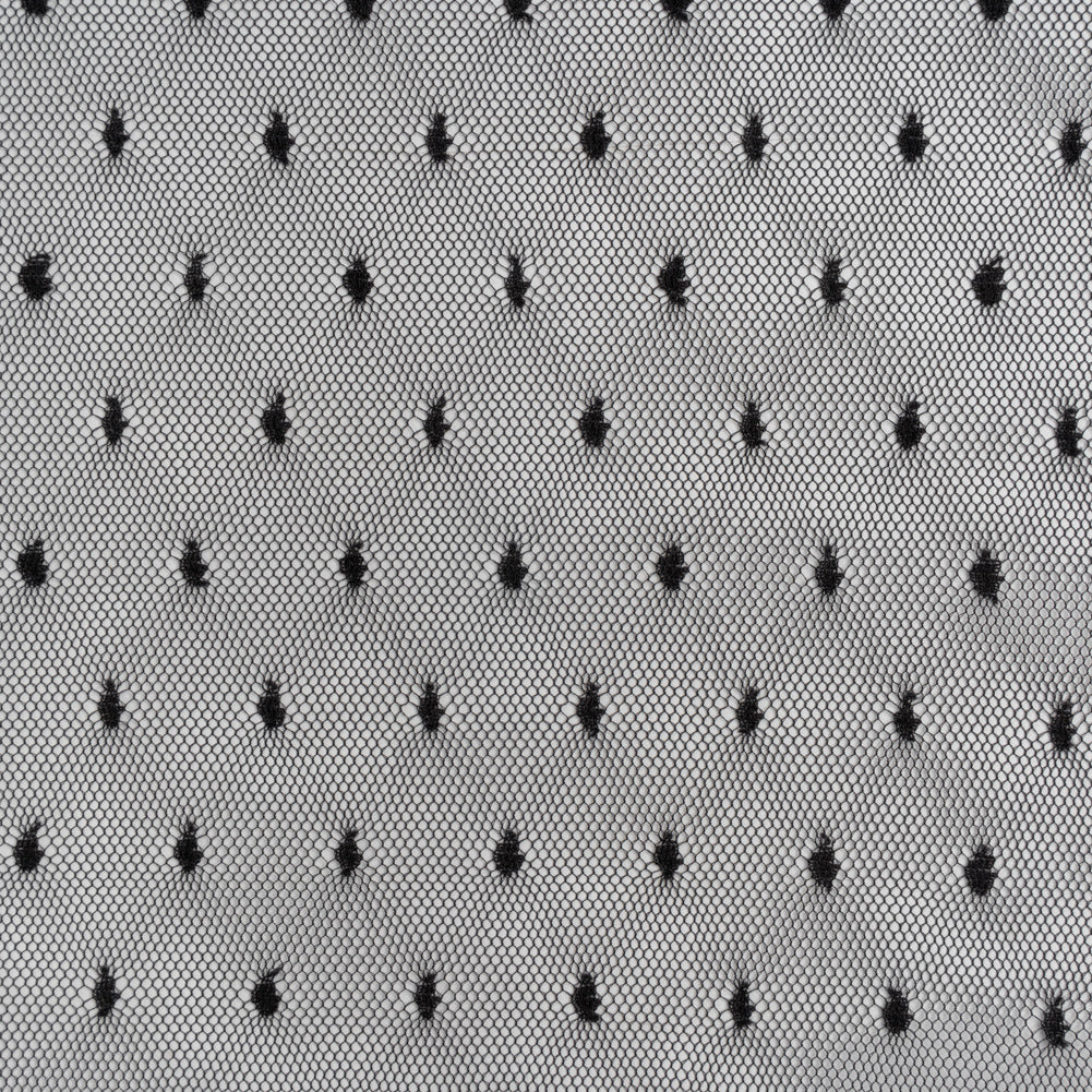 Nylon Raschel Point D'Esprit Lace - Black Polka Dots - Joann Fabrics