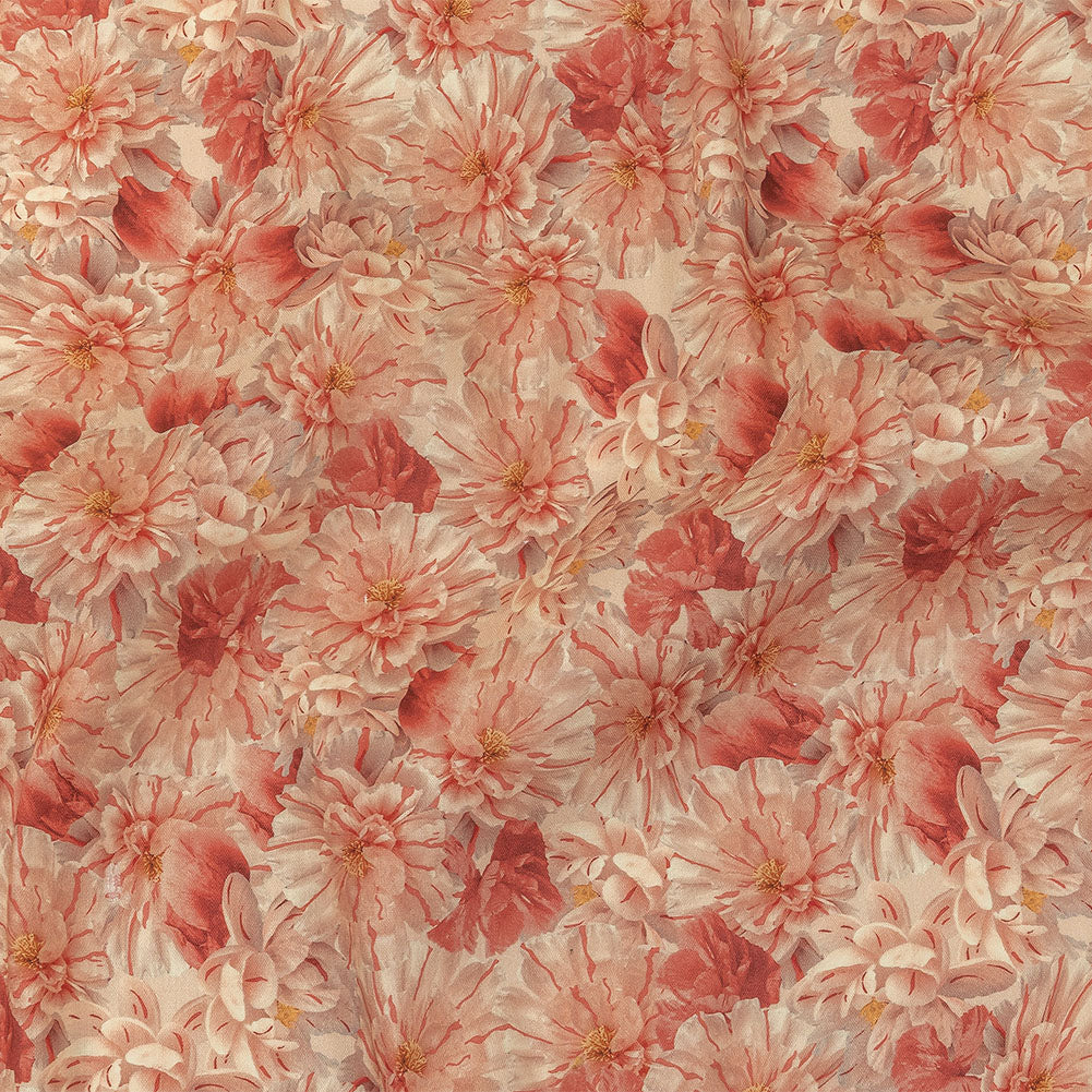 Pink, Red and Gray Packed Florals Stretch Linen and Rayon Woven - Joann Fabrics