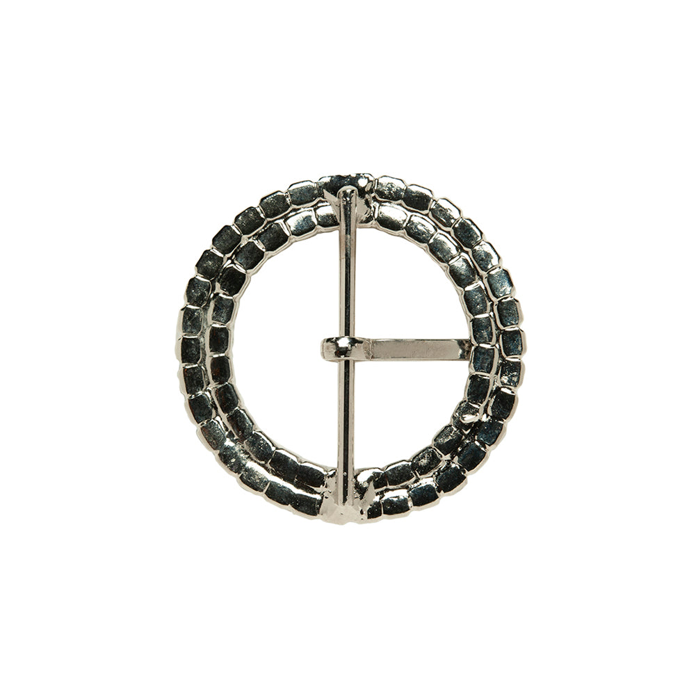Swarovski Crystal and Silver Circular Two-Row Rhinestone Buckle - 2