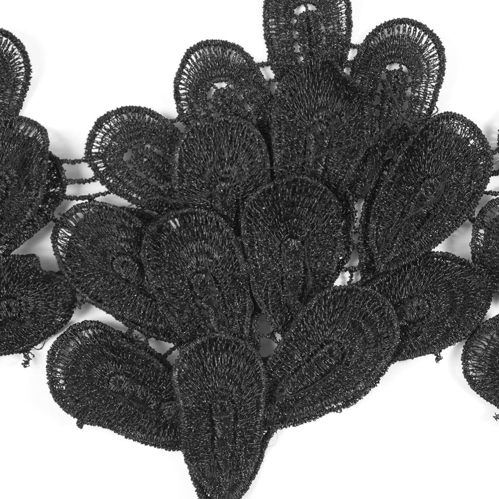Metallic Black 3D Lace Trim - 5.5