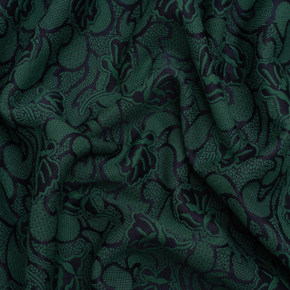 Hunter Green and Black Lace-Like Flowers Cotton and Polyester Jacquard - Joann Fabrics