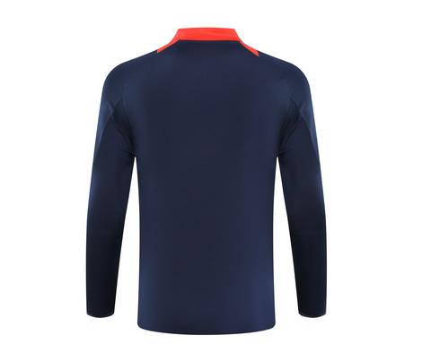 2024/2025 Manchester United Half-Pull Training Suit Royal blue red collar Football Shirt 1:1 Thai Quality Set