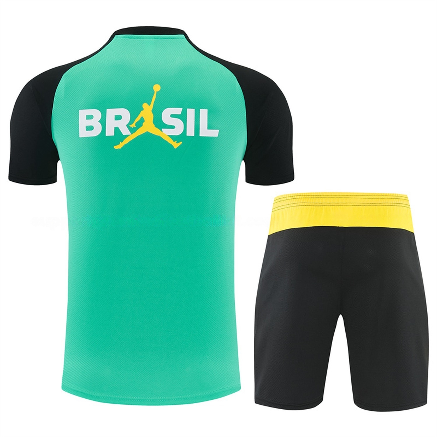 Brazil 2026 Short-Sleeve Training Set - Light Green Top & Black Shorts - UnitedFutballJersey