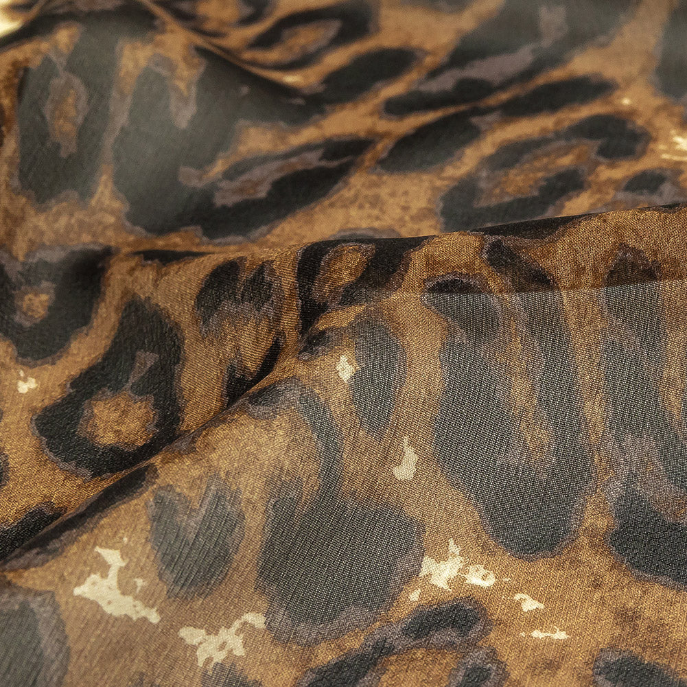 Ginger Snap and Forged Iron Leopard Print Silk Chiffon - Joann Fabrics