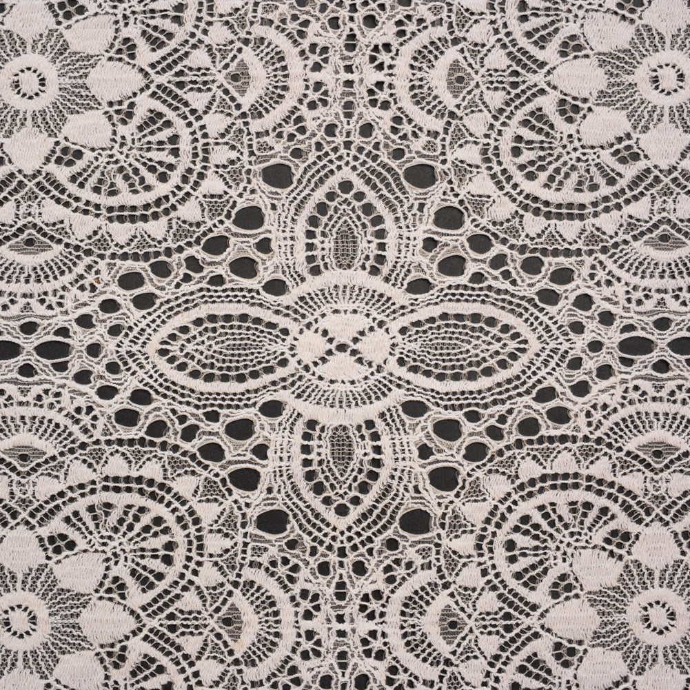 Cotton and Nylon Crochet Lace with Scalloped Border - Bleached Sand Boho Flowers - Joann Fabrics
